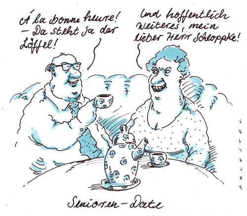 Cartoon: seniorendate (medium) by Andreas Prüstel tagged date,kaffee,anspielung,potenz,senioren,date,kaffee,anspielung,potenz,senioren,liebe,rentner,oma,alter,opa