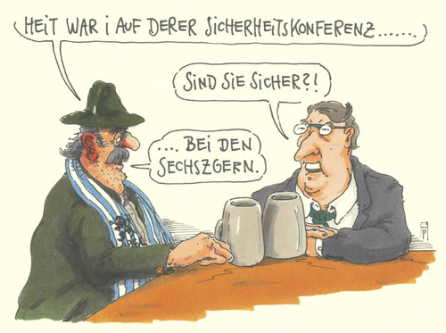 Cartoon: sicherheitskonferenz münchen (medium) by Andreas Prüstel tagged münchen,sicherheitskonferenz,fußball,tsv,achtzehnhundertsechsig,kneipe,bier,fanschal,cartoon,karikatur,andreas,pruestel,münchen,sicherheitskonferenz,fußball,tsv,achtzehnhundertsechsig,kneipe,bier,fanschal,cartoon,karikatur,andreas,pruestel