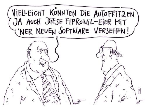 Cartoon: softwaren (medium) by Andreas Prüstel tagged dieselskandal,dieselgipfel,autoindustrie,softwareupdate,eierskandal,fipronil,cartoon,karikatur,andreas,pruestel,dieselskandal,dieselgipfel,autoindustrie,softwareupdate,eierskandal,fipronil,cartoon,karikatur,andreas,pruestel