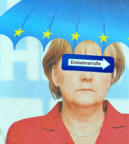 Cartoon: solo für angie (medium) by Andreas Prüstel tagged merkel,angie,eurokrise,isolation,deutschland