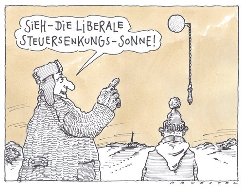 Cartoon: sonnige zeiten (medium) by Andreas Prüstel tagged fdp,steuersenkungspolitik,steuersenkungspolitik,fdp,steuern,geld,finanzen