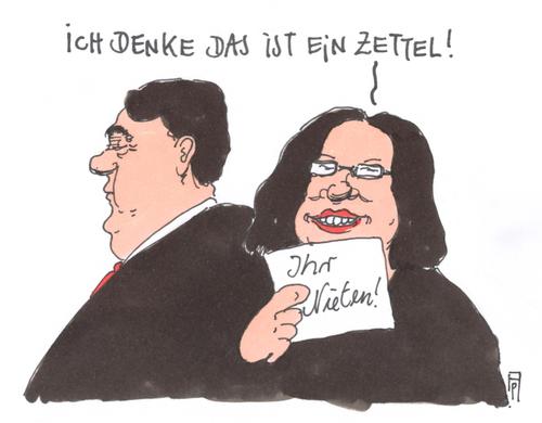 Cartoon: SPD spitze (medium) by Andreas Prüstel tagged spd,spitzenkader,abstimmung,basis,andreas,nahles,sigmar,gabriel,spd,spitzenkader,abstimmung,basis,andreas,nahles,sigmar,gabriel