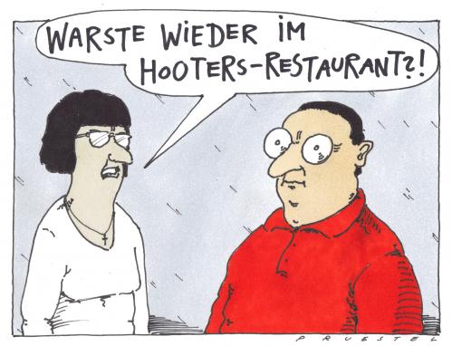 Cartoon: spezialgastronomie (medium) by Andreas Prüstel tagged hootersretaurant