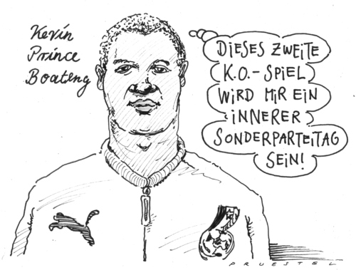 Cartoon: spielbruder (medium) by Andreas Prüstel tagged fußballweltmeisterschaft,vorrunde,ghanadeutscland,boateng,fußballweltmeisterschaft,vorrunde,wm