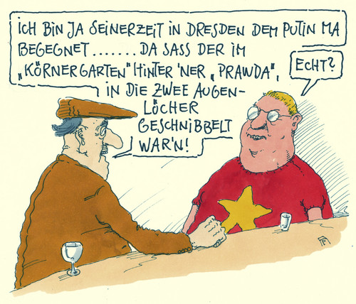 Cartoon: spion wladimir (medium) by Andreas Prüstel tagged wladimir,putin,russland,deutschland,ddr,sowjetunion,udssr,dresden,kgb,spion,agent,körnergarten,prawda,cartoon,karikatur,andreas,pruestel,wladimir,putin,russland,deutschland,ddr,sowjetunion,udssr,dresden,kgb,spion,agent,körnergarten,prawda,cartoon,karikatur,andreas,pruestel