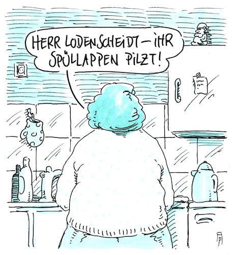 Cartoon: spüllappen (medium) by Andreas Prüstel tagged küche,hygiene,spüllappen,pilze,alleinstehender,herr,cartoon,karikatur,andreas,pruestel,küche,hygiene,spüllappen,pilze,alleinstehender,herr,cartoon,karikatur,andreas,pruestel