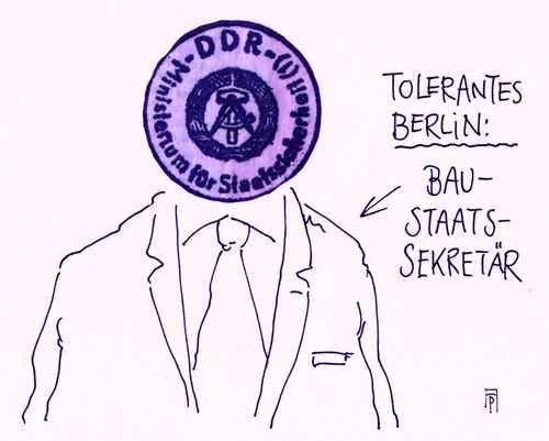 Cartoon: staatssekretär (medium) by Andreas Prüstel tagged berlin,toleranz,staatssekretär,baustaatssekretär,andrej,holm,die,linke,ddr,stasi,stasimitarbeiter,vergangenheitsbewältigung,cartoon,karikatur,andreas,pruestel,berlin,toleranz,staatssekretär,baustaatssekretär,andrej,holm,die,linke,ddr,stasi,stasimitarbeiter,vergangenheitsbewältigung,cartoon,karikatur,andreas,pruestel