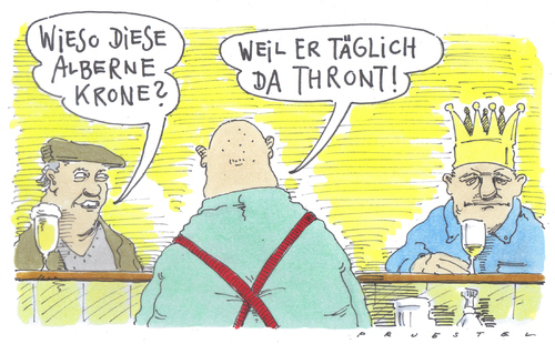 Cartoon: täglich (medium) by Andreas Prüstel tagged kneipe,gewohnheiten,krone,kneipe,gewohnheiten,krone,bier,saufen,trinken,alkohol