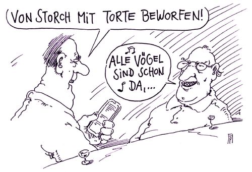 Cartoon: tortenwurf (medium) by Andreas Prüstel tagged beatrix,von,storch,afd,tortenanschlag,tortenwurf,torte,vögel,kinderlied,cartoon,karikatur,andreas,pruestel,beatrix,von,storch,afd,tortenanschlag,tortenwurf,torte,vögel,kinderlied,cartoon,karikatur,andreas,pruestel