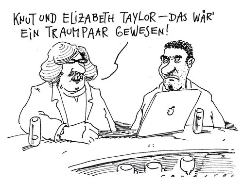 Cartoon: traumpaar (medium) by Andreas Prüstel tagged eisbär,knut,elizabethtayler,tod,kino,hollywood