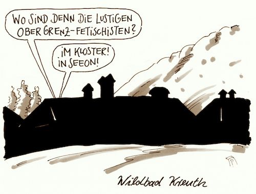 Cartoon: umzug (medium) by Andreas Prüstel tagged csu,klausurtagung,kloster,seeon,wildbad,kreuth,flüchtlingspolitik,obergrenze,fetischismus,cartoon,karikatur,andreas,pruestel,csu,klausurtagung,kloster,seeon,wildbad,kreuth,flüchtlingspolitik,obergrenze,fetischismus,cartoon,karikatur,andreas,pruestel