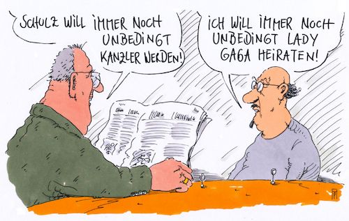 Cartoon: unbedingt (medium) by Andreas Prüstel tagged wahlkampf,martin,schulz,lady,gaga,kanzlerkandidat,spd,umfragetief,cartoon,karikatur,andreas,pruestel,wahlkampf,martin,schulz,lady,gaga,kanzlerkandidat,spd,umfragetief,cartoon,karikatur,andreas,pruestel