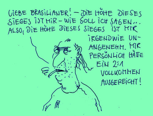 Cartoon: unbesoffen (medium) by Andreas Prüstel tagged fußballweltmeisterschaft,brasilien,deutschland,halbfinale,sieg,niederlage,demütigung,cartoon,karikatur,andreas,pruestel,fußballweltmeisterschaft,brasilien,deutschland,halbfinale,sieg,niederlage,demütigung,cartoon,karikatur,andreas,pruestel