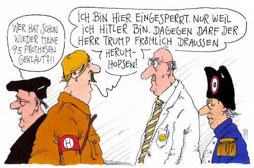 Cartoon: ungerecht (medium) by Andreas Prüstel tagged usa,trump,hitler,luther,napoleon,geschlossene,anstalt,cartoon,karikatur,andreas,pruestel,usa,trump,hitler,luther,napoleon,geschlossene,anstalt,cartoon,karikatur,andreas,pruestel