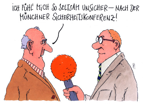 Cartoon: unsicher (medium) by Andreas Prüstel tagged münchner,sicherheitskonferenz,weltlage,kriegerische,konflikte,cartoon,karikatur,andreas,pruestel,münchner,sicherheitskonferenz,weltlage,kriegerische,konflikte,cartoon,karikatur,andreas,pruestel