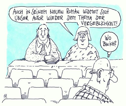 Cartoon: vergeblichkeit (medium) by Andreas Prüstel tagged literatur,autor,schriftsteller,lesung,erfolg,mißerfolg,vergeblichkeit,alzheimer,demenz,cartoon,karikatur,andreas,pruestel,literatur,autor,schriftsteller,lesung,erfolg,mißerfolg,vergeblichkeit,alzheimer,demenz,cartoon,karikatur,andreas,pruestel