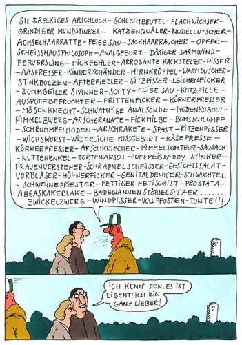 Cartoon: verständnisvoll (medium) by Andreas Prüstel tagged beschimpfung,schimpfworte,verständnis,beschimpfung,schimpfworte,verständnis