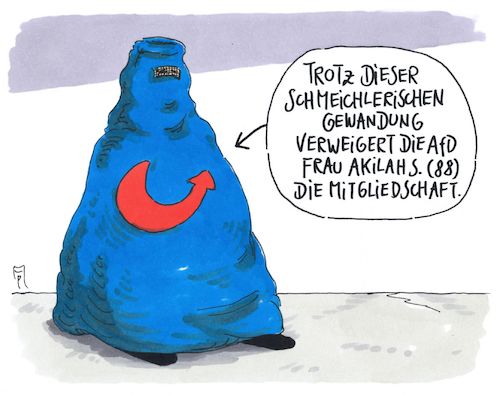 Cartoon: verweigerung (medium) by Andreas Prüstel tagged afd,bundestagswahl,fremdenfeindlichkeit,muslima,burka,islam,cartoon,karikatur,andreas,pruestel,afd,bundestagswahl,fremdenfeindlichkeit,muslima,burka,islam,cartoon,karikatur,andreas,pruestel