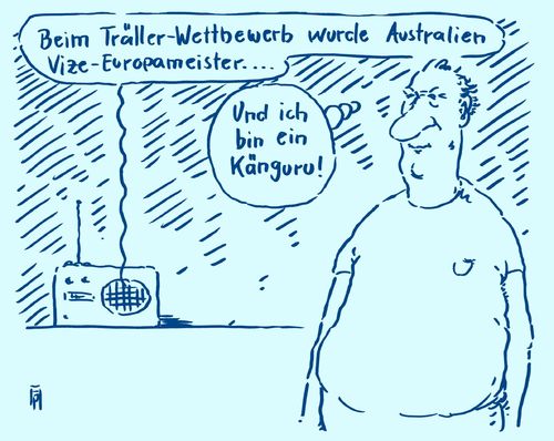 Cartoon: vize (medium) by Andreas Prüstel tagged esc,vizeeuropameister,australien,europa,känguru,cartoon,karikatur,andreas,pruestel,esc,vizeeuropameister,australien,europa,känguru,cartoon,karikatur,andreas,pruestel