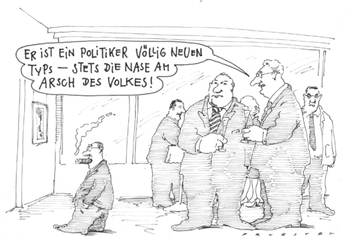 Cartoon: volksnah (medium) by Andreas Prüstel tagged politiker,populismus,volksnähe,politiker,populismus,volksnähe