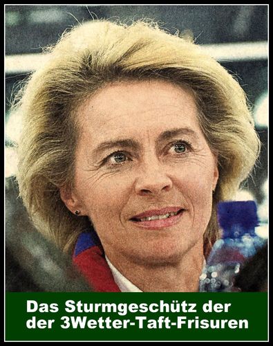 Cartoon: von der leyen (medium) by Andreas Prüstel tagged frisur,ursula,von,der,leyen,cartoon,collage,andreas,pruestel