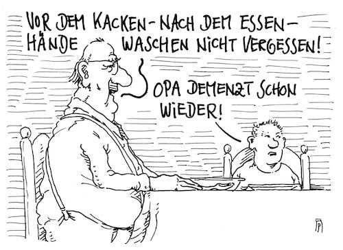 Cartoon: vor dem essen (medium) by Andreas Prüstel tagged demenz,altersdemenz,opa,cartoon,karikatur,andreas,pruestel,demenz,altersdemenz,opa,cartoon,karikatur,andreas,pruestel