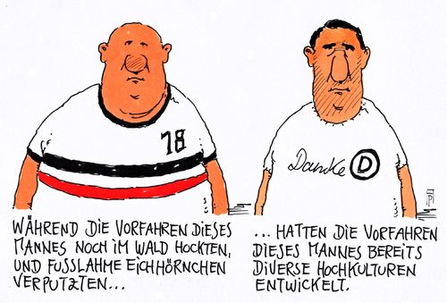 Cartoon: vorfahren (medium) by Andreas Prüstel tagged flüchtlinge,flüchtlingszustrom,syrer,iraker,neonazis,vorfahren,hochkultur,leitkultur,cartoon,karikatur,andreas,pruestel,flüchtlinge,flüchtlingszustrom,syrer,iraker,neonazis,vorfahren,hochkultur,leitkultur,cartoon,karikatur,andreas,pruestel