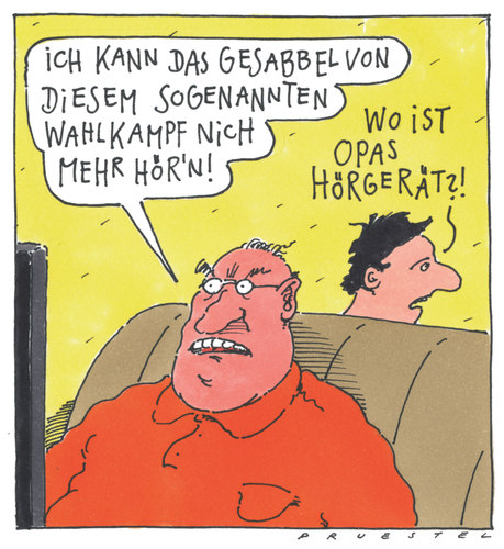 Cartoon: wahlkampf (medium) by Andreas Prüstel tagged bundestagswahl,wahlkampf,wahlkampfreden,überdruss,hörgerät,opa,cartoon,karikatur,andreas,pruestel,bundestagswahl,wahlkampf,wahlkampfreden,überdruss,hörgerät,opa,cartoon,karikatur,andreas,pruestel