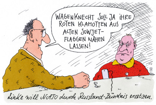 Cartoon: wahlprogramm (medium) by Andreas Prüstel tagged bundestagswahl,wahlprogramm,die,linke,wagenknecht,nato,russlandbündnis,sowjetunion,cartoon,karikatur,andreas,pruestel,bundestagswahl,wahlprogramm,die,linke,wagenknecht,nato,russlandbündnis,sowjetunion,cartoon,karikatur,andreas,pruestel