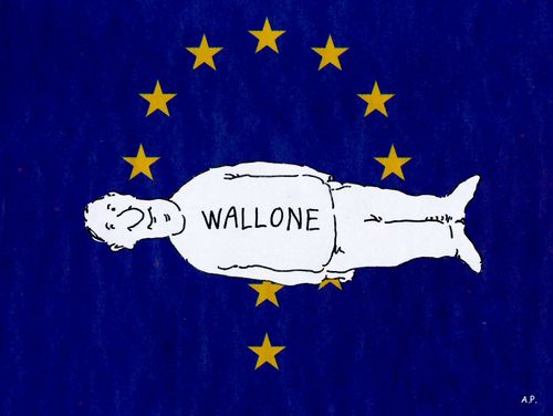 Cartoon: wallone (medium) by Andreas Prüstel tagged eu,europa,ceta,handelsabkommen,wallonien,regionalparlament,belgien,wallone,kanada,cartoon,karikatur,andreas,pruestel,eu,europa,ceta,handelsabkommen,wallonien,regionalparlament,belgien,wallone,kanada,cartoon,karikatur,andreas,pruestel