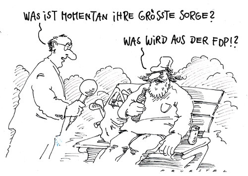 Cartoon: was (medium) by Andreas Prüstel tagged fdp,niedergang,obdachloser,interview,sorgen,fdp,niedergang,obdachloser,interview,sorgen