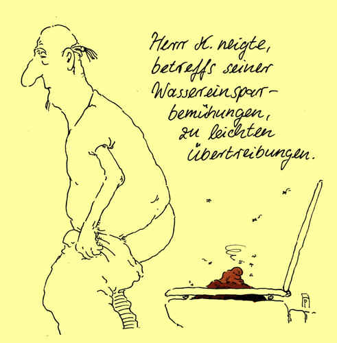 Cartoon: wasser sparen (medium) by Andreas Prüstel tagged wasser,wassereinsparung,klo,klospülung,notdurft,übertreibungen,cartoon,karikatur,andreas,pruestel