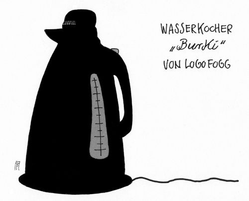 Cartoon: wasserkocher (medium) by Andreas Prüstel tagged burka,burkaverbot,wasserkocher,cartoon,karikatur,andreas,pruestel,burka,burkaverbot,wasserkocher,cartoon,karikatur,andreas,pruestel