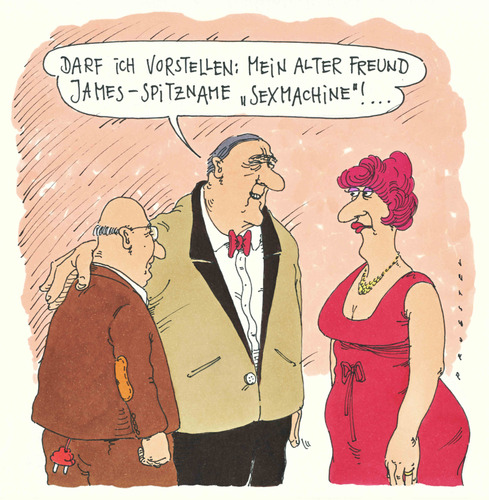 Cartoon: wechselstromer (medium) by Andreas Prüstel tagged jamesbrown,sexmachine,spitzzname,alterfreund,jamesbrown,freundschaft,freunde,party,liebe