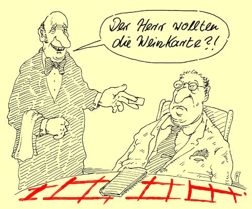 Cartoon: weintrinker (medium) by Andreas Prüstel tagged wein,weinkarte,weintrinker,restaurant,gast,ober,cartoon,karikatur,andreas,pruestel,wein,weinkarte,weintrinker,restaurant,gast,ober,cartoon,karikatur,andreas,pruestel