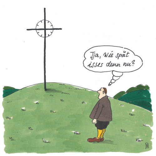 Cartoon: wie spät (medium) by Andreas Prüstel tagged christentum,kreuz,uhr,zeit,zeitzeichen,cartoon,karikatur,andreas,pruestel,christentum,kreuz,uhr,zeit,zeitzeichen,cartoon,karikatur,andreas,pruestel