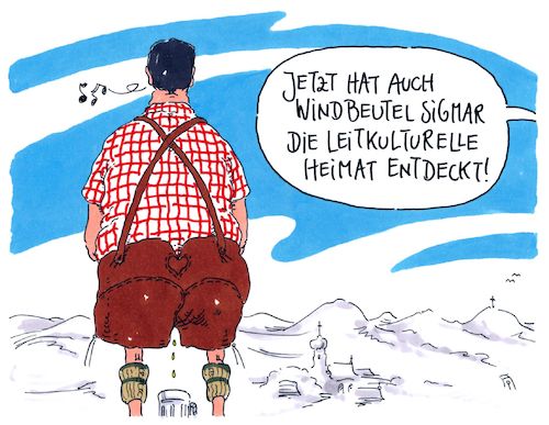 Cartoon: windbeutel (medium) by Andreas Prüstel tagged sigmar,gabriel,spd,deutsche,leitkultur,heimat,anbiederung,cartoon,karikatur,andreas,pruestel,sigmar,gabriel,spd,deutsche,leitkultur,heimat,anbiederung,cartoon,karikatur,andreas,pruestel