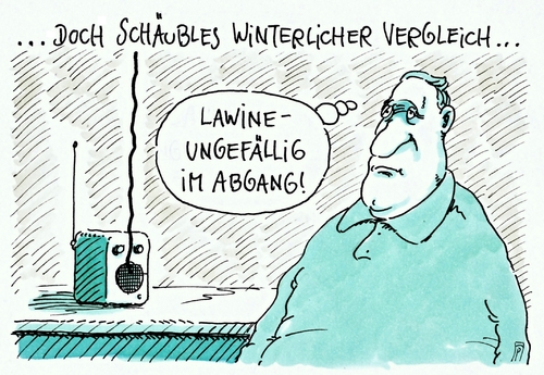 Cartoon: winterlich (medium) by Andreas Prüstel tagged finanzminister,schäuble,glüchtlingspolitik,flüchtlingszustrom,lawine,lawinenvergleich,cartoon,karikatur,andreas,pruestel,finanzminister,schäuble,glüchtlingspolitik,flüchtlingszustrom,lawine,lawinenvergleich,cartoon,karikatur,andreas,pruestel