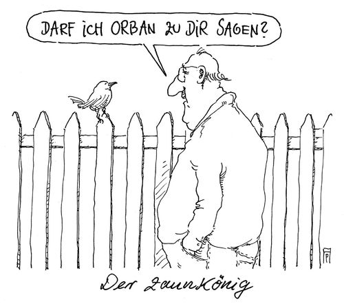 Cartoon: zaunkönig (medium) by Andreas Prüstel tagged flüchtlingskrise,flüchlingszustrom,eu,europa,ungarn,grenzzäune,abschottung,viktor,orban,ministerpräsident,zaunkönig,vogel,cartoon,karikatur,andreas,pruestel,flüchtlingskrise,flüchlingszustrom,eu,europa,ungarn,grenzzäune,abschottung,viktor,orban,ministerpräsident,zaunkönig,vogel,cartoon,karikatur,andreas,pruestel