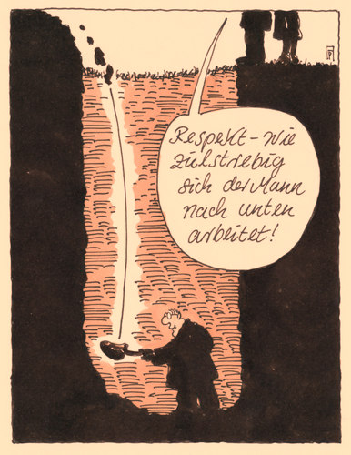 Cartoon: zielstrebig (medium) by Andreas Prüstel tagged karriere,abstieg,cartoon,karikatur,karriere,abstieg,cartoon,karikatur