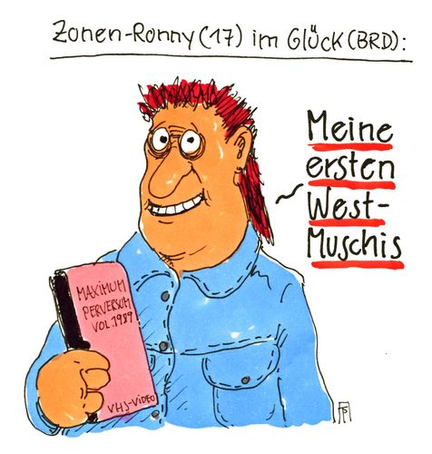 Cartoon: zonen-ronny (medium) by Andreas Prüstel tagged wiedervereinigung,deutsche,einheit,tilblatt,titanic,satiremagazin,zonengaby,video,porno,muschis,cartoon,karikatur,andreas,pruestel,wiedervereinigung,deutsche,einheit,tilblatt,titanic,satiremagazin,zonengaby,video,porno,muschis,cartoon,karikatur,andreas,pruestel