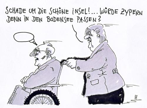 Cartoon: zypern (medium) by Andreas Prüstel tagged zypern,finanzkrise,staatskrise,verschuldung,staatspleite,eu,merkel,schäuble,cartoon,karikatur,zypern,finanzkrise,staatskrise,verschuldung,staatspleite,eu,merkel,schäuble,cartoon,karikatur