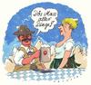 Cartoon: bavarius (small) by Andreas Prüstel tagged bayern,bier,dirndl,spatenbräu,mass,lebensphilosophie