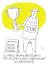 Cartoon: halb (small) by Andreas Prüstel tagged halbmarathon,halberstadt,halberstädter,wurst,cartoon,karikatur,andreas,pruestel