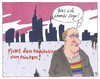 Cartoon: in mainhattan (small) by Andreas Prüstel tagged frankfurt,am,main,mainhattan,skyline,banken,kapitalismus,regenbogenfahne,toleranz,vielfalt,hoffnung,frieden,kapitalismuskritik,ficken,parole,cartoon,karikatur,andreas,pruestel