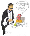 Cartoon: knete spezial (small) by Andreas Prüstel tagged restaurant,ober,kellner,gast,kind,essen,zeche,bezahlung,geld,spielgeld,rechnung,cartoon,karikatur,andreas,pruestel