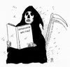 Cartoon: knochen (small) by Andreas Prüstel tagged tod,krankheit,knochenerkrankung,osteoporose,ratgeberliteratur,cartoon,karikatur