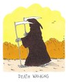 Cartoon: kuttenwalking (small) by Andreas Prüstel tagged tod,nordicwalking,sense,freizeitsport