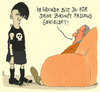 Cartoon: passend (small) by Andreas Prüstel tagged kleidung,jugend,mode,gruftis,gothic,zukunft,familie,cartoon,karikatur,andreas,pruestel