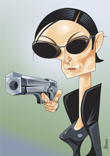 Cartoon: Carrie Anne Moss (medium) by Ulisses-araujo tagged carrie,anne,moss